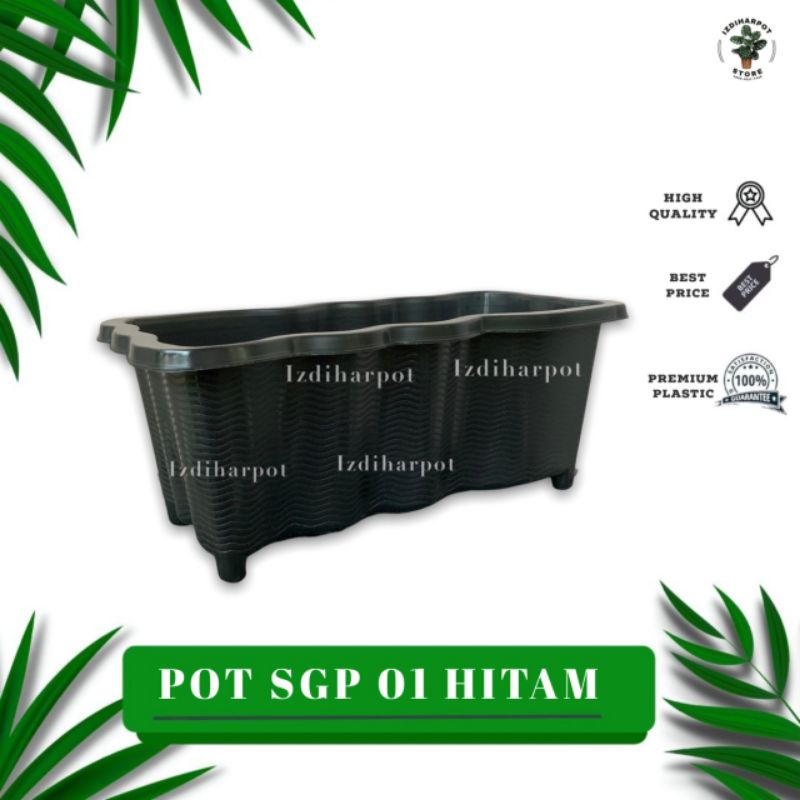 Pot bunga tanaman panjang SGP 01 hitam panjang 37cm