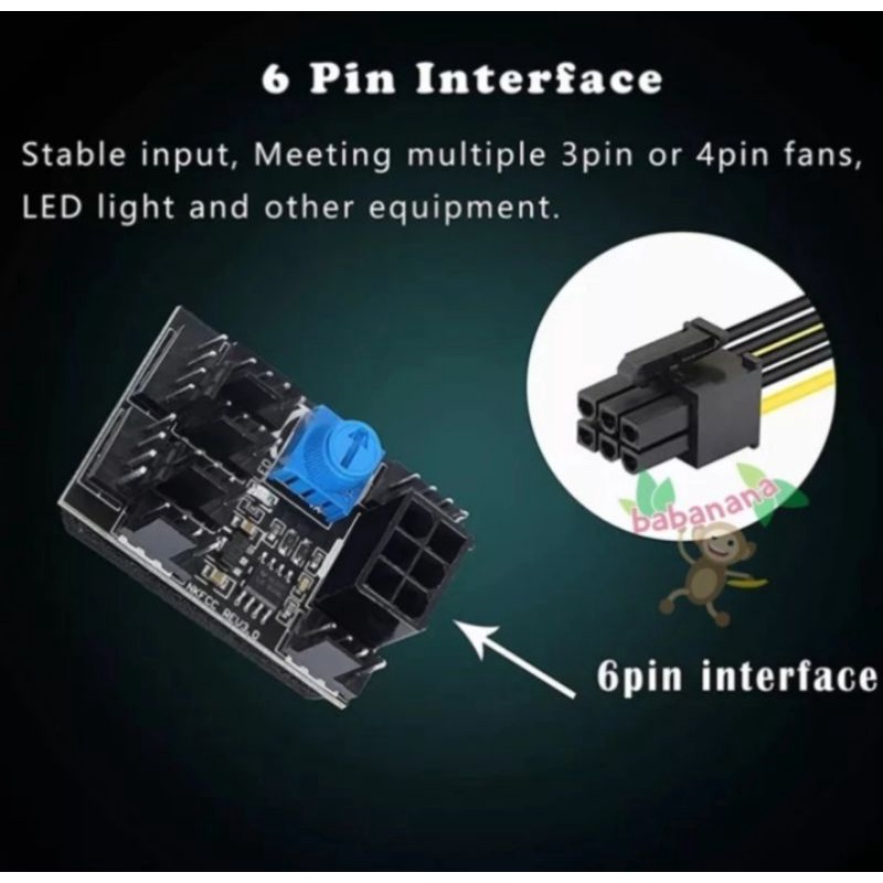 Pwm hub 8 channel 4/3 pin pwm splitter fan connector cabang kipas pc