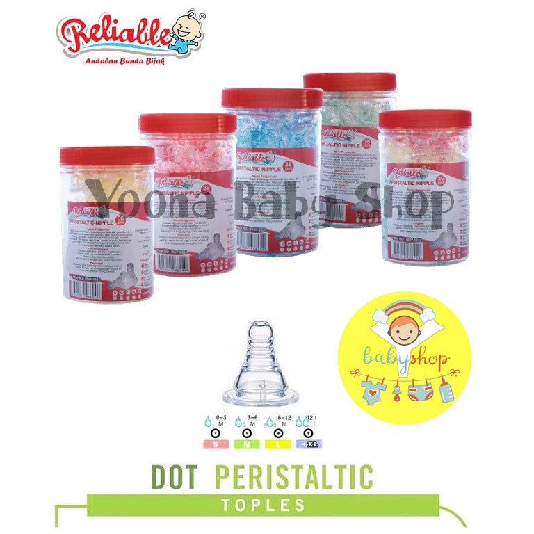 Dot Peristaltic Nipple Reliable Ukuran S M L XL 1 Toples Isi 36pcs