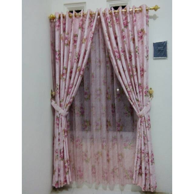 Gorden Blackout Shabby Pink Bunga