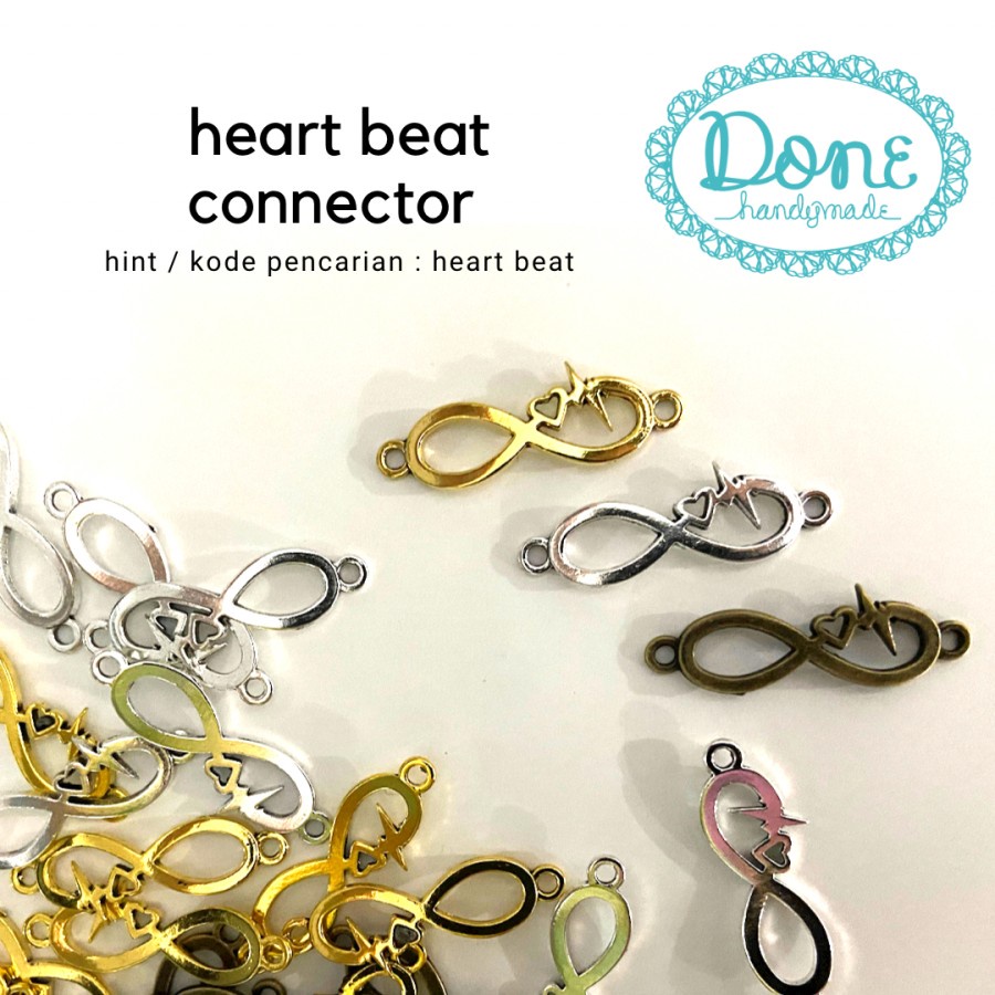 Heart beat charm connector aksesoris valentine pernak pernik love