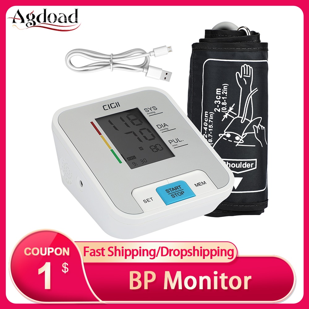 PREORDER AGDOAD Monitor Tekanan Darah Lengan Atas Elektrik Meteran Denyut Jantung Digital