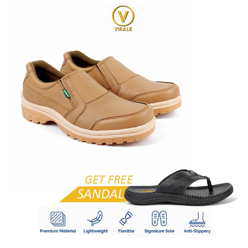 Beli Sepatu Boot Pria Model Casual Gratis Sandal Jepit Cowok Dewasa - HIRIO CREAM &amp; CV 01