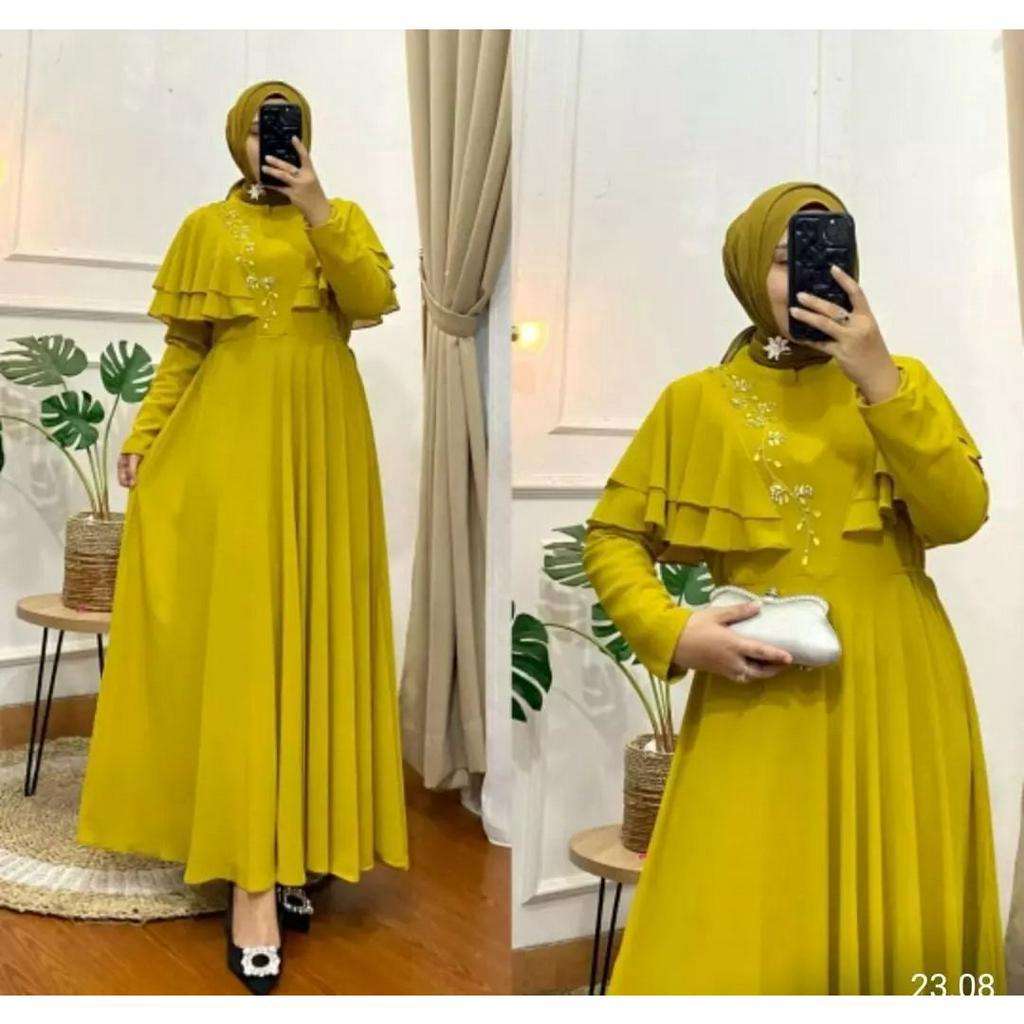 Ayuna Dress Ceruty Babydoll Maxi Long Dress Gamis Muslim Wanita