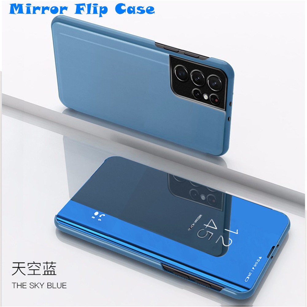 Case Smart Mirror Flip Leather Cover Samsung Galaxy S21 Ultra Plus S21 S7 S Fe Clear View Full Protection Hard Cover Casing Shopee Indonesia