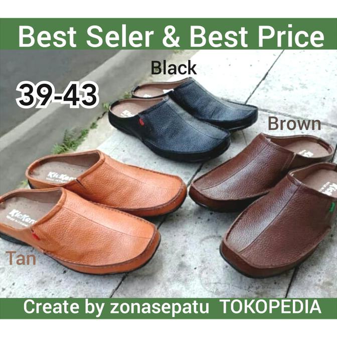Sepatu Sandal Kulit Asli - Sandal Selop Pria - Kickers Kulit - Sendal