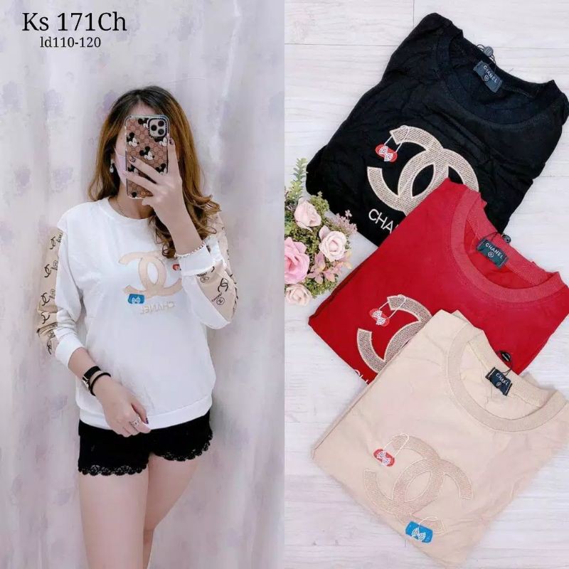LAELAFS**JUMBO KAOS CHANEL PITA BORDIR IMPORT