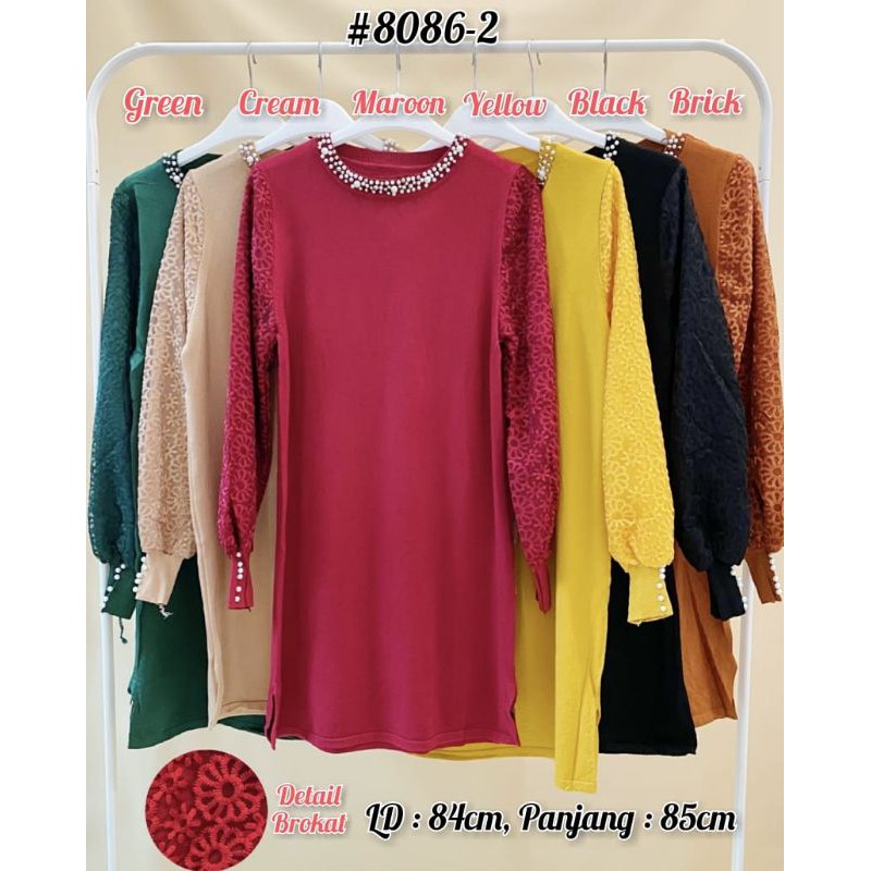 Rajut tunik mutiara bordir