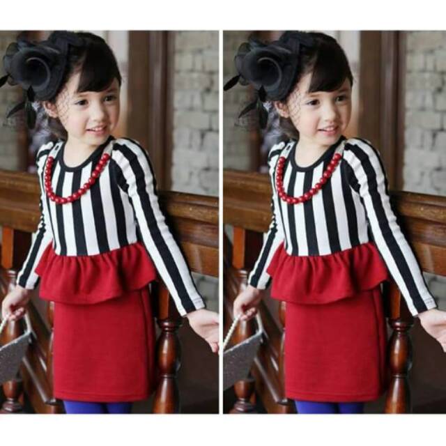 Dress Anak Cewek Blast Girl Red Set 2in1 ( kalung)