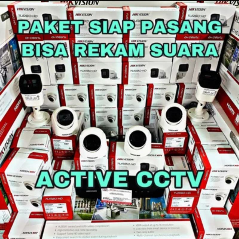 paket camera cctv 6 kamera hikvision 5mp dual light colorvu + audio build built in mic 8 channel ch bisa rekam suara 8ch