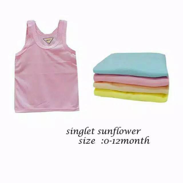 3PC SINGLET BAYI DAN ANAK SUNFLOWER-SINGLET BAYI SUNFLOWER-SINGLET ANAK SUNFLOWER-SINGLET BAYI MURAH