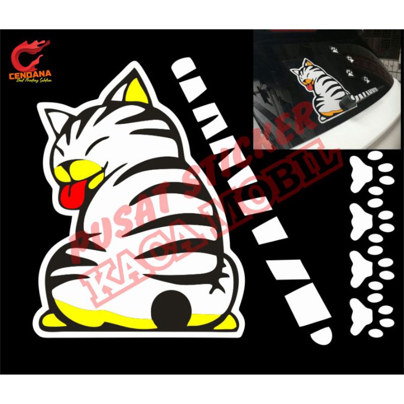 Stiker KUCING kaca belakang mobil