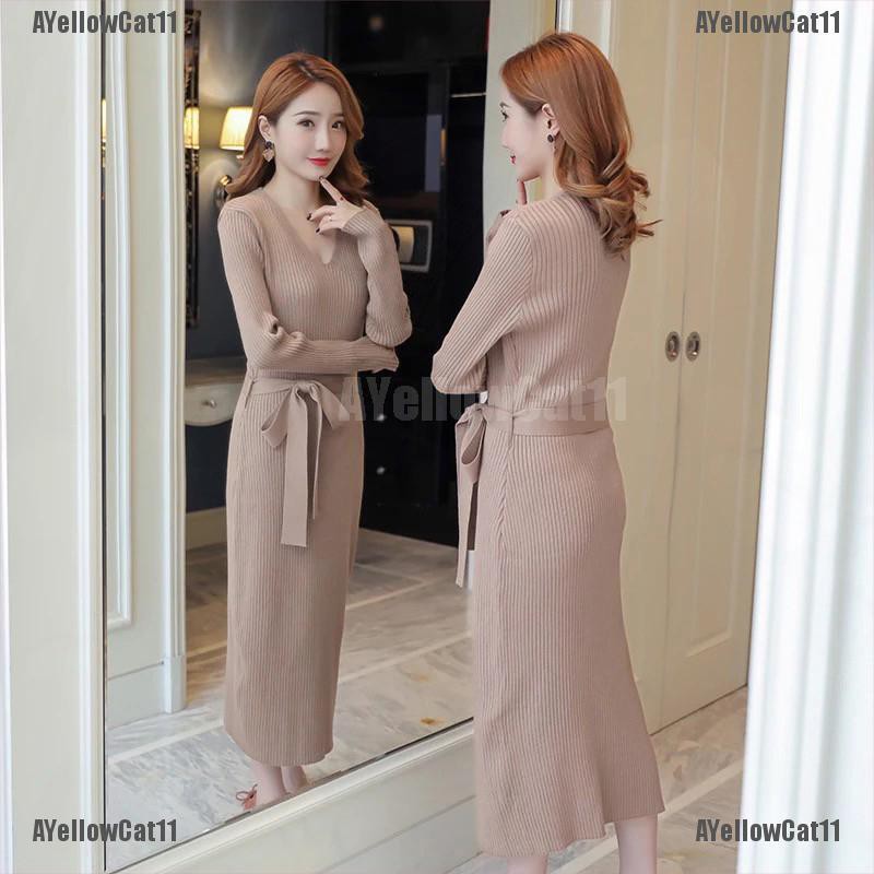 knitted long sweater dress