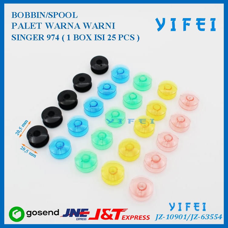 Spool / Bobbin Plastik Warna Warni 1 BOX 25 PCS SINGER 974/YIFEI-10901