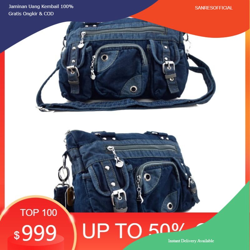 Tas selempang wanita jeans denim - Tas bahu wanita Madeline original K-569