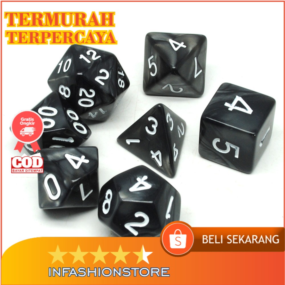 PROMO Dadu Polyhedral Bentuk D4 D6 D8 D10 D12 D20/ DADU PERMAINAN/ MAINAN board game