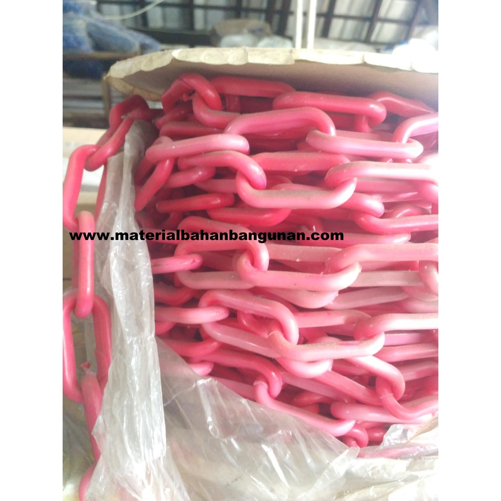 Jual Per 5 Meter Rantai Pvc Plastik 8 Mm Merah Penghubung Traffic Cone Chain Rante Pelastik