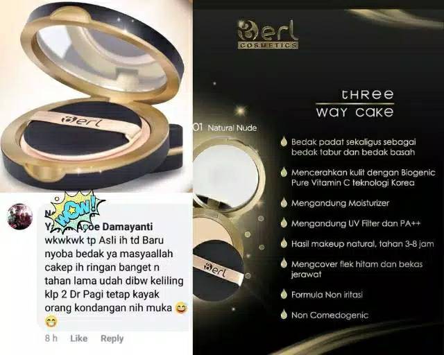 Bedak B Erl Three Way Cake / Bedak Padat / Bedak Tabur / Compact Powder