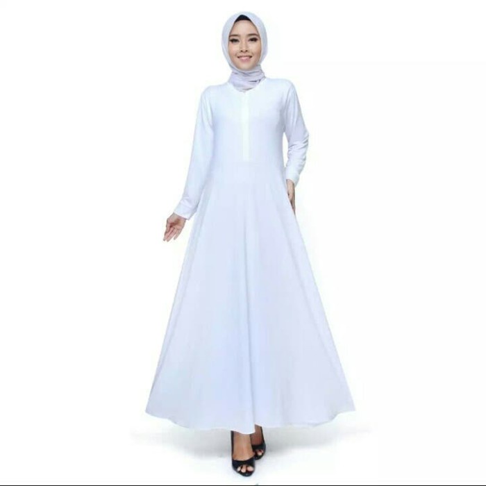 Gamis Wanita Gamis Jersey Premium Putih LD 100-120 P 130 / Gamis Premium Jumbo