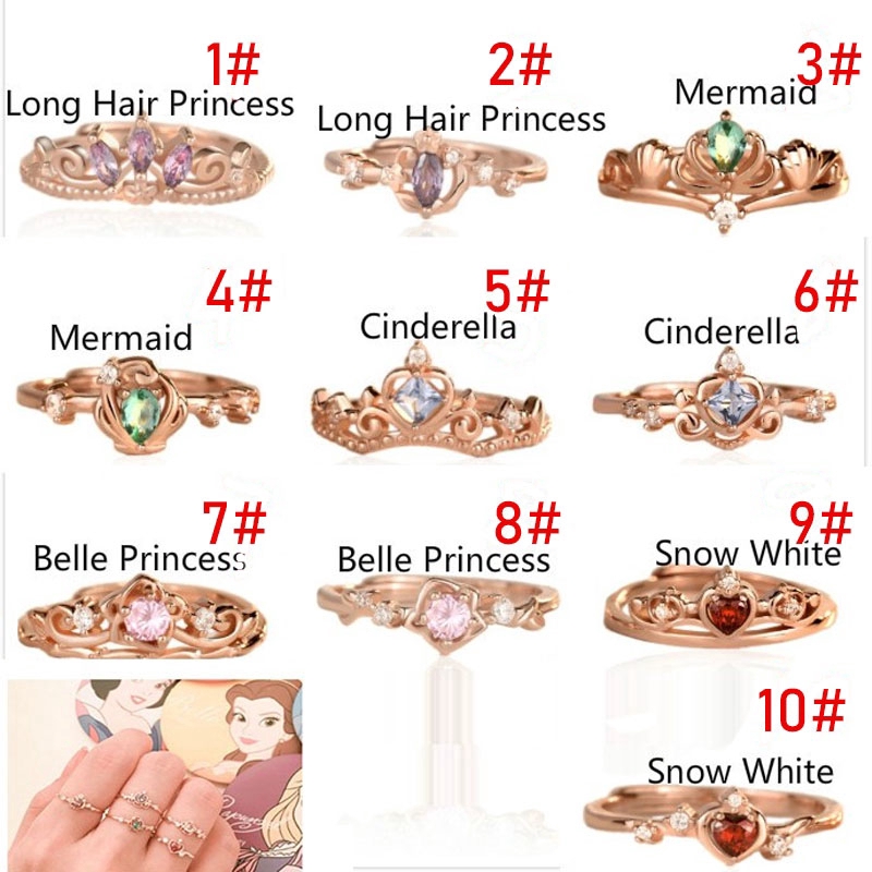 Hot New Disney Princess Rings Adjustable Size Snow White Cinderella Rings With Free Box