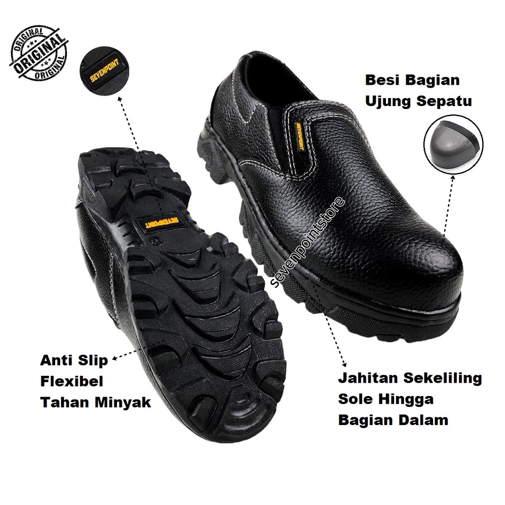 Sepatu Safety Pria Original Slip On Septi Shoes Sefty Kerja Lapangan Safty Ujung Besi Spatu Kerja 04