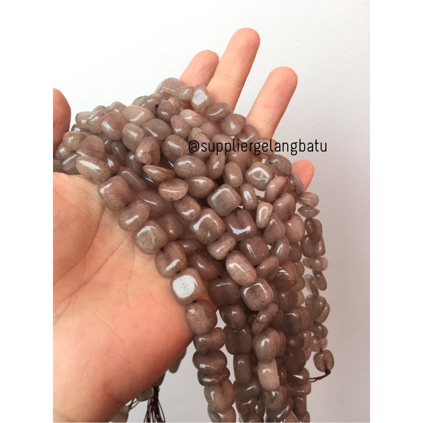 manik Batu alam BROWN agate coklat Beads 12 x 10mm bahan gelang kalung aksesoris pria wanita model