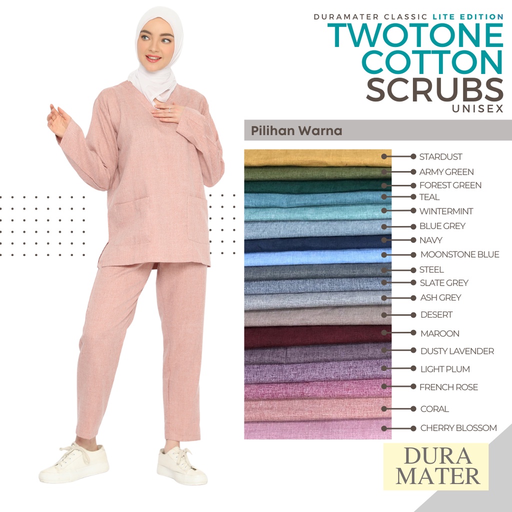 Lite Scrubs Baju Jaga Denim Twotone Duramater XXS hingga XXXXL