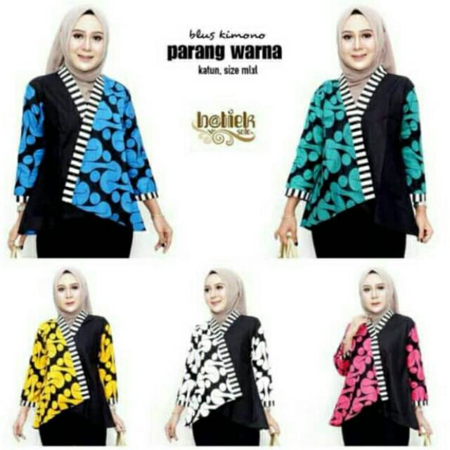 BLUS KIMONO PARANG WARNA BATIK KOMBINASI POLOS