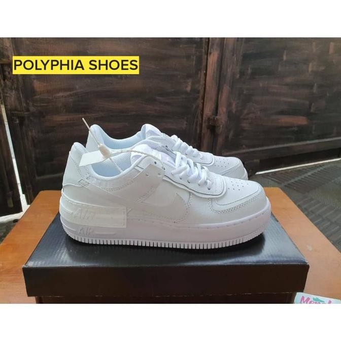 NIKE AIR FORCE 1 SHADOW PREMIUM WHITE ORIGINAL / SEPATU WANITA RUNNING