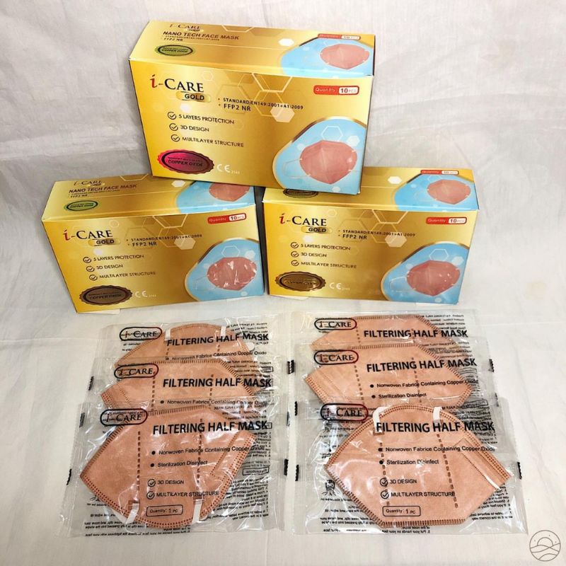 MASKER KN95 NANO TECH FILTERING HALF MASK COPPER MASK 5PLY EARLOOP ICARE GOLD TEKNOLOGI BARU