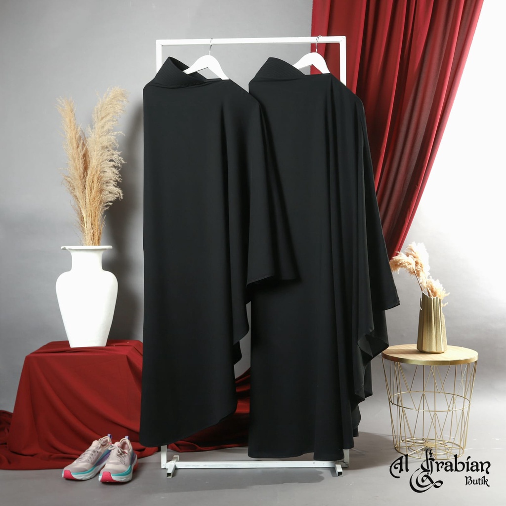 KHIMAR BASIC JET BLACK MEDIUM n JUMBO ALARABIAN klambieakhwat BISA COD | khimar hitam pekat halus timur tengah o shaped n reguler nonpad pad clasic cadar tali bahan royal black murah syari