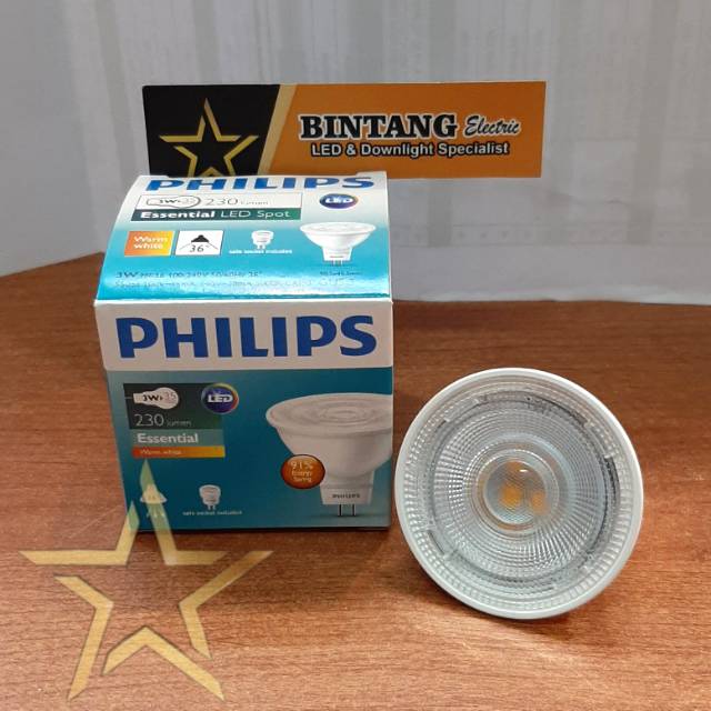 Lampu LED Mr.16 Philips 3w 3Watt Halogen LED Essential Spotlight