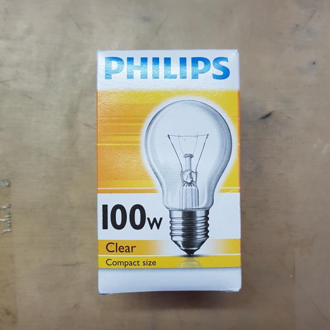 Jual Philips Bohlam Lampu Dop Pijar 100 Watt 100W Clear E27 220V