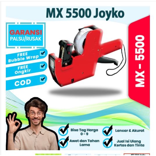 

Alat label harga joyko alat mesin lebel cetak price tag labeller tempel harga mx 5500 1 baris ink roller