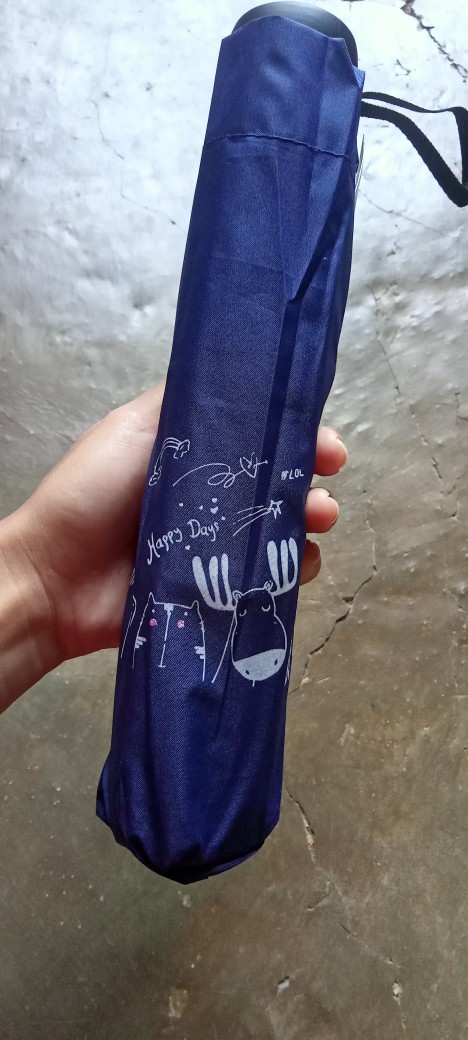 Payung Lipat 3 / Motif Kebun Binatang / Lapis Hitam / Anti Uv / Jktumbrella / Grc - 352a