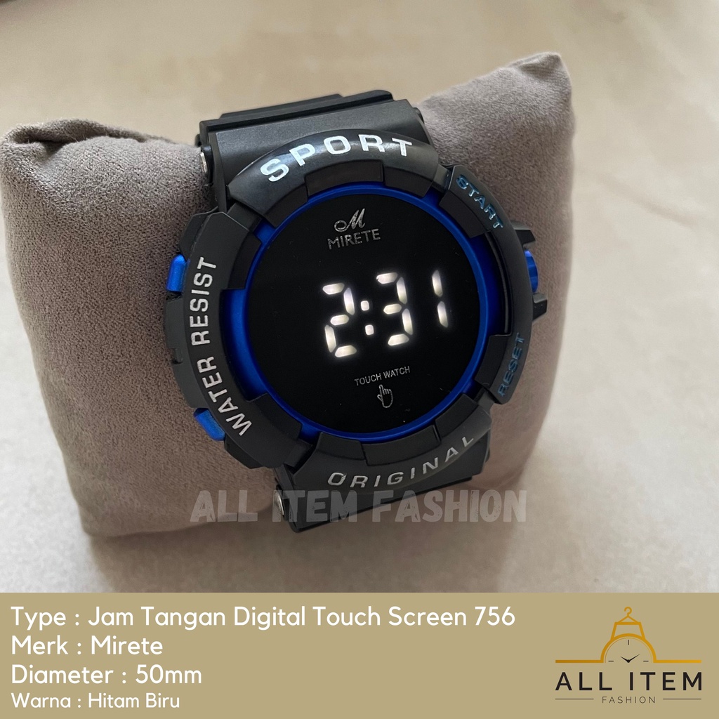 COD✅ Jam Tangan Digital Touch Screen Mirete 756 / Sport Watch / Jam Fashion / Jam Modern Layar Sentuh / Tanggal Bulan Tahun