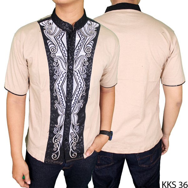 Baju Koko Keren Lengan Pendek Katun Krem