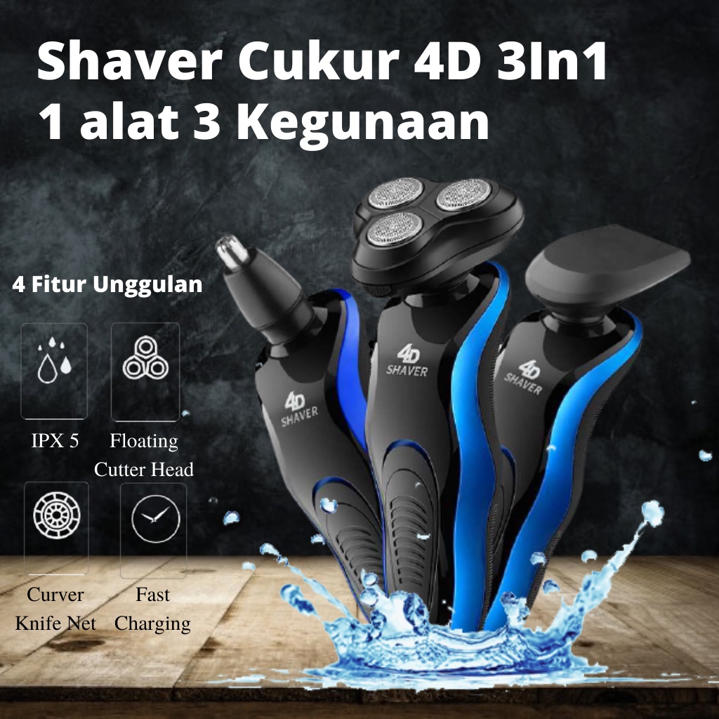 PROMO TERMURAH.! Shaver 3in1 Alat Cukur Kumis &amp; Jenggot Pencukur Rambut Kepala &amp; Hidung Serbaguna!