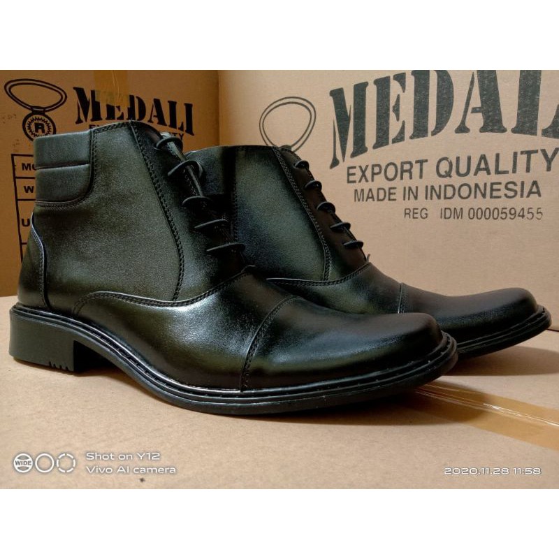 SEPATU KULIT PRIA DEWASA PDH BOOTS POLRI/TNI/SECURITY/DINAS/KERJA/KANTOR/PNS/ASN