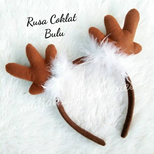 Bando Natal Dewasa Desain Tanduk Rusa Bulu Bando Rusa