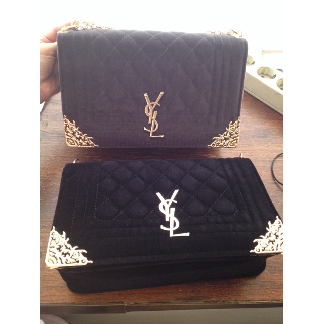 Tas YSL Bludru Tali Rantai Mewah