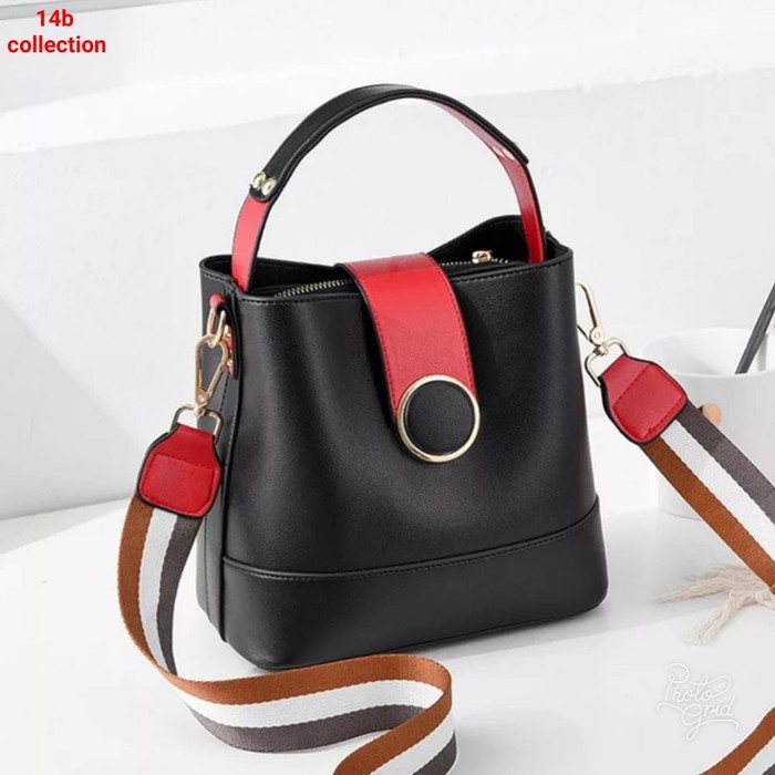 Elle Handbag Tas Selempang Wanita Tas Selempang Kulit Murah tas Simple - Hitam newTDS28