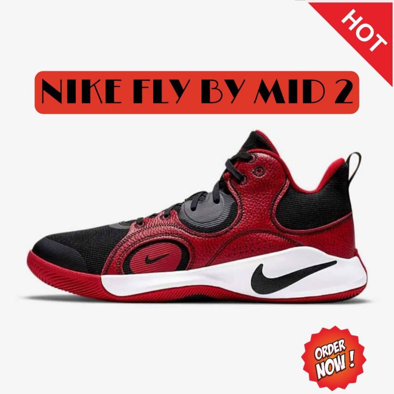 Nike Sepatu Basket Pria Fly By Mid 2 - Merah | Baru Original