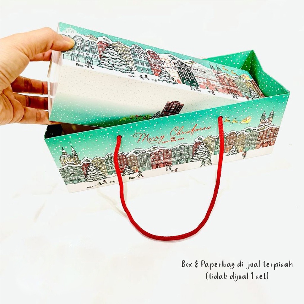 (3 set) Box Natal Dus Brownies Bolu Gulung Roll Cake Kardus Hampers Paperbag Tas Bingkisan Kotak Kue