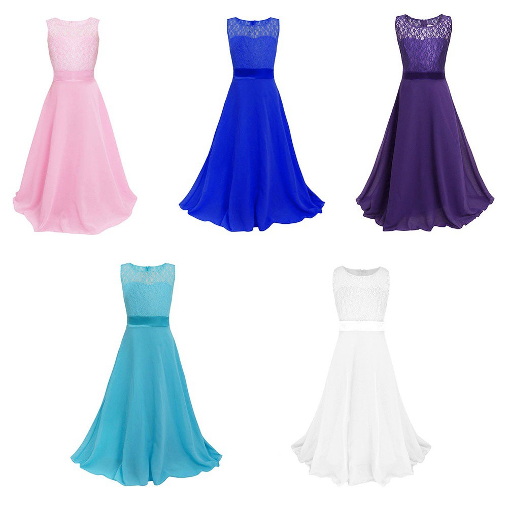 Long Dress Anak Perempuan Formal Sifon Tanpa Lengan 