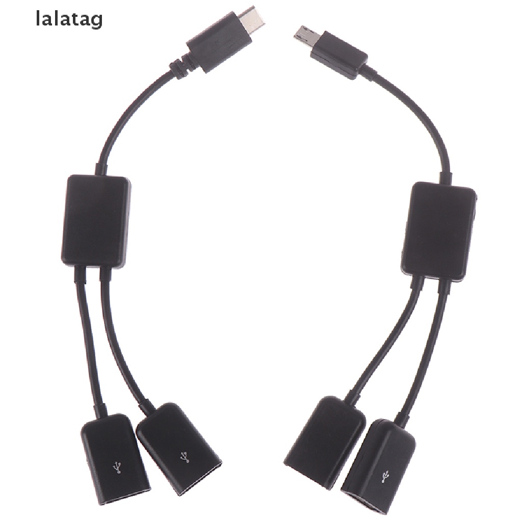 (Flyag) Adaptor Splitter Kabel Micro Usb / Tipe C Ke 2 Otg Female