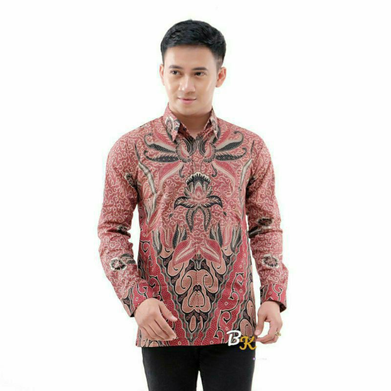 NEW ARRIVAL DISTRO BATIK PRIA BORDIR SOGAN HRB026 BATIKAF NOTOARTO BATIK IPNU-IPPNU HEM PRIA-Kmj piramid abang