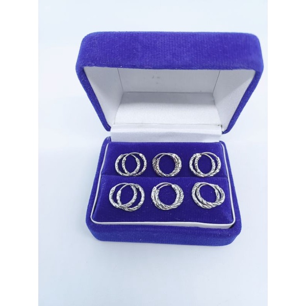 anting ring gypsy ukir kecil/ anting perak asli silver 925 lapis emas/ anting fashion import