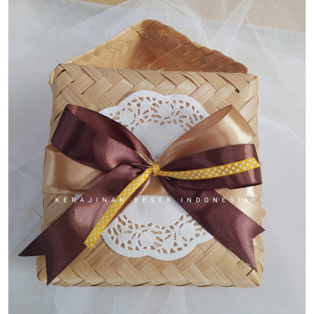 SEPASANG BESEK BAMBU NATURAL DENGAN PITA// Kerajinan bambu// Besek bambu murah// Besek murah// Besek