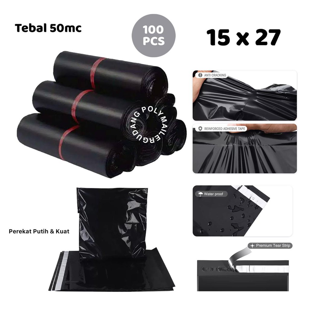 

Premium Polymailer (15x27) Plastik Packing Online Shop - HITAM